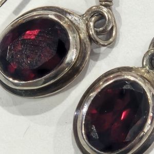 Genuine Red Garnet dangle earrings